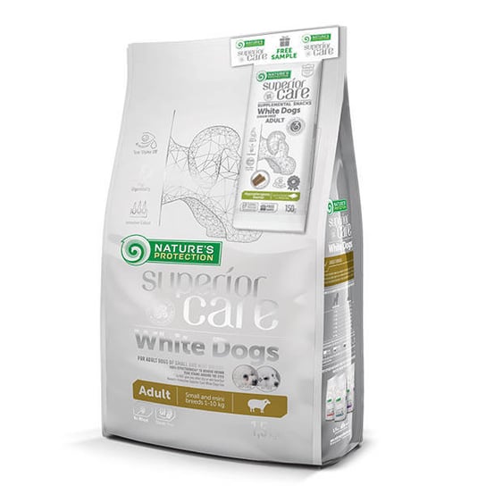 NATURES PROTECTION SUPERIOR CARE WHITE DOGS ADULT SMALL LAMB 1,5KG, Karma sucha dla psa Nature's Protection
