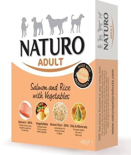 Naturo Adult Łosoś z ryżem i warzywami 400g Naturo
