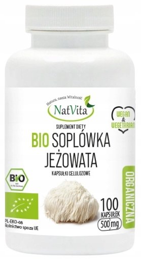 NatVita, Bio Soplówka Jeżowata Lion's mane,  Suplement diety, 100 kaps. NatVita