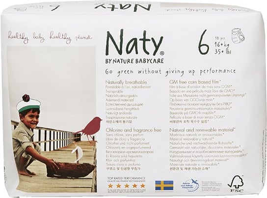 Naty Nature Babycare, Pieluchomajtki, rozmiar 6, 18 szt. Naty Nature Babycare