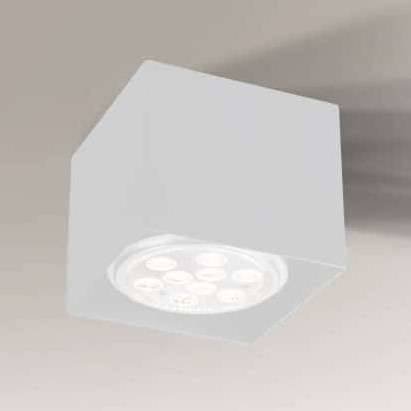 Natynkowa LAMPA sufitowa YATOMI 7133 Shilo regulowana OPRAWA kwadratowa SPOT metalowa kostka cube biała Shilo