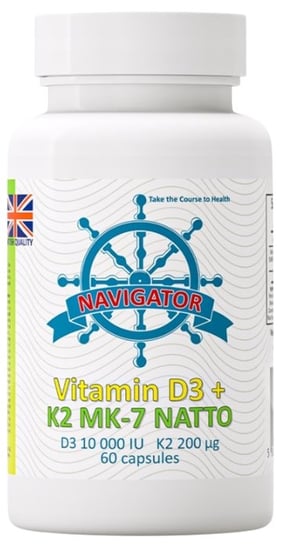 Navigator, Witamina D3 10000 Iu + Witamina K2 Mk-7 200 Μg, Suplement diety, 60 kaps. + Butelka, 120 Ml Navigator