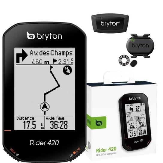 Nawigacja rowerowa BRYTON RIDER 420T CAD+HRM, ekran 2,3", GNSS, czas pracy do 35h (Zestaw czujników) Bryton