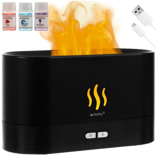 Nawilżacz Powietrza Dyfuzor Zapachowy Aromaterapia Efekt Ognia Kominek LED RUHHY Ruhhy