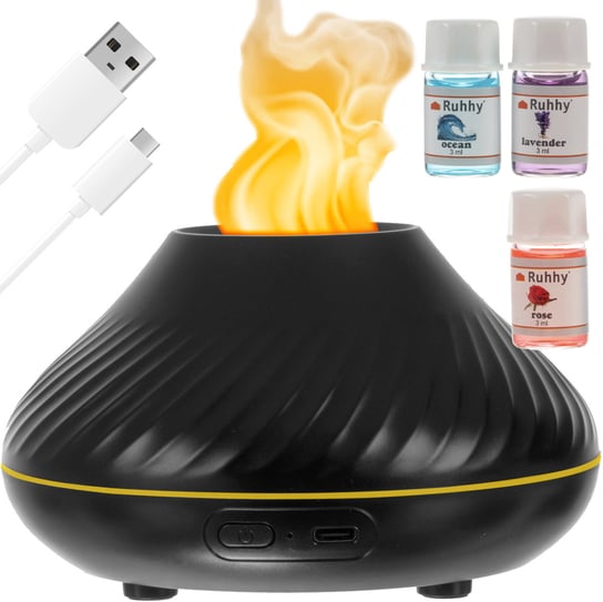 Nawilżacz Powietrza Dyfuzor Zapachowy Efekt Ognia Kominek LED Aromaterapia RUHHY Ruhhy