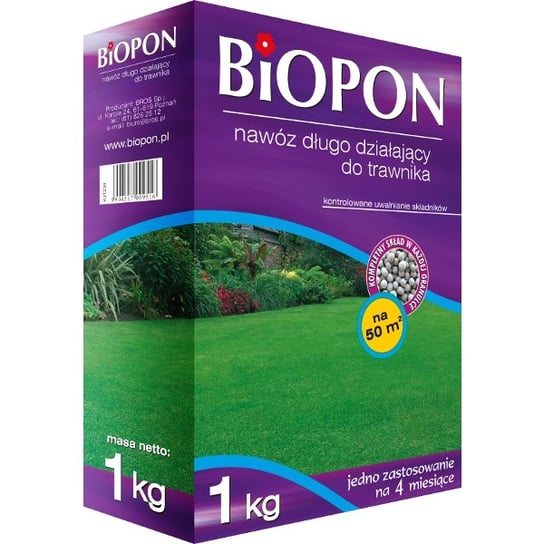 Nawóz długo działający do trawnika, granulat BROS Biopon, 1 kg Biopon