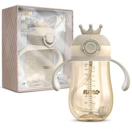 Neno Mio 2 Brown Bidon Ze Słomką Dla Dzieci Do Nauki Samodzielnego Picia 280 ml 12m+ Neno