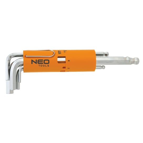 NEO Klucze sześciokątne, długie, kuliste 2-10 mm, zestaw 8 szt. 09-523 Neo Tools