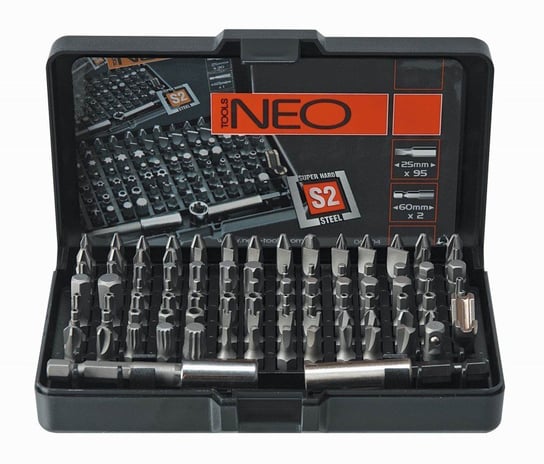 NEO Końcówki wkrętakowe z uchwytem, zestaw 99 szt. 06-104 Neo Tools