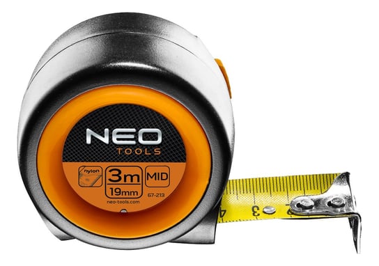 NEO Miara zwijana stalowa kompaktowa 3 m x 19 mm, auto-stop, magnes 67-213 Neo Tools