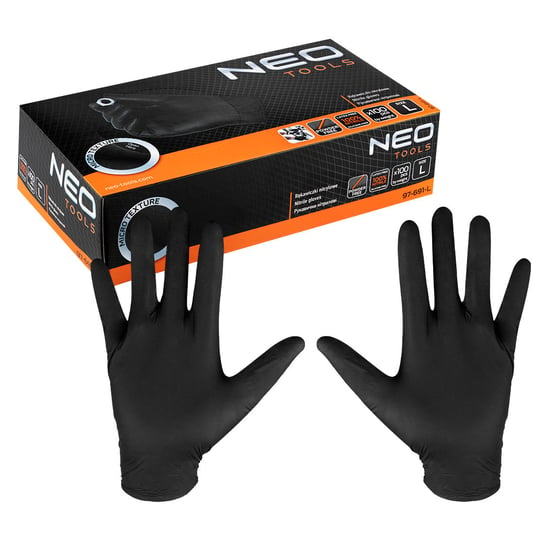 NEO Rękawiczki nitrylowe, czarne, 100 sztuk, rozmiar L 97-691-L Neo Tools