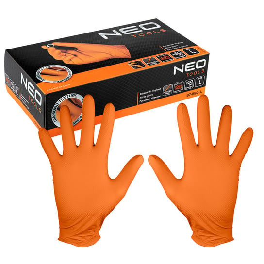 NEO Rękawiczki nitrylowe, pomarańczowe, 50 sztuk, rozmiar L 97-690-L Neo Tools