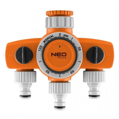 NEO Rozdzielacz trójzaworowy, 2 wyjścia z blokadą, jedno z wyłącznikiem czasowym 15-750 Neo Tools