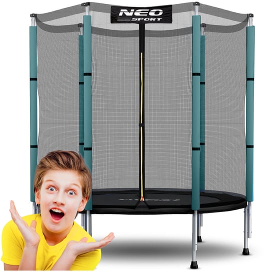 Neo-Sport, Trampolina ogrodowa dla dzieci z zewnętrzną siatką, 140 cm 4ft Neo-Sport
