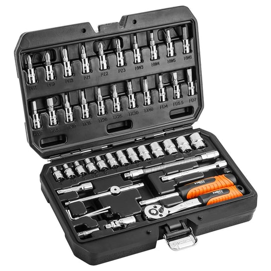 NEO TOOLS, Klucze nasadowe, 1/4”, CrV, zestaw 46 szt., 08-660 NEO TOOLS