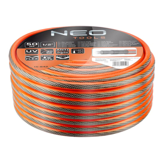 NEO Wąż ogrodowy 1/2" x 50 m, 6-warstwowy NEO PROFESSIONAL 15-842 Neo Tools