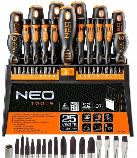 NEO Zestaw wkrętaków i końcówek wkrętakowych, 37 szt. 04-210 NEO TOOLS