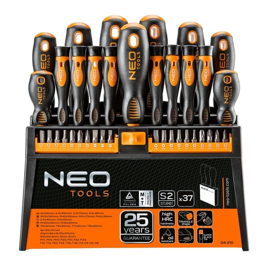 NEO Zestaw wkrętaków i końcówek wkrętakowych, 37 szt. 04-210 Neo Tools