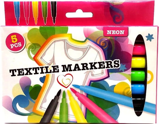 Neonowe Markery Do Odzieży. 5 Kolorów Free & Easy