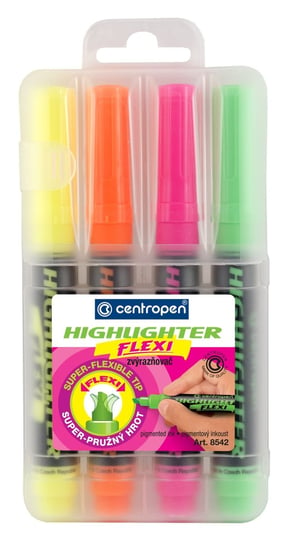 Neonowe zakreślecze Centropen "Flexi Highlighter",  4 sztuk CENTROPEN
