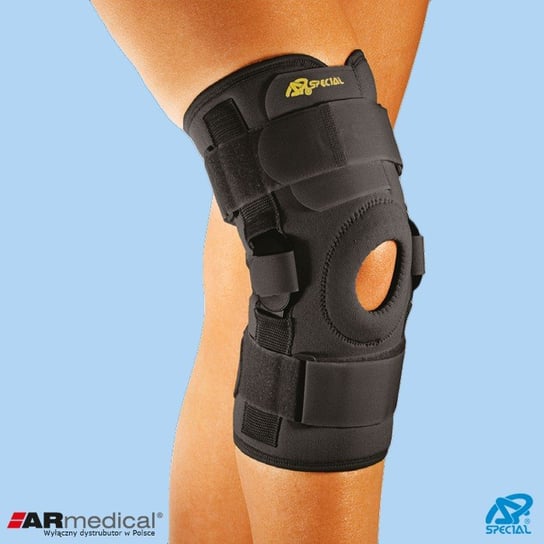 Neoprenowa orteza stawu kolanowego z regulacją kąta zgięcia – wciągana/zapinana XXL Beżowy ARmedical