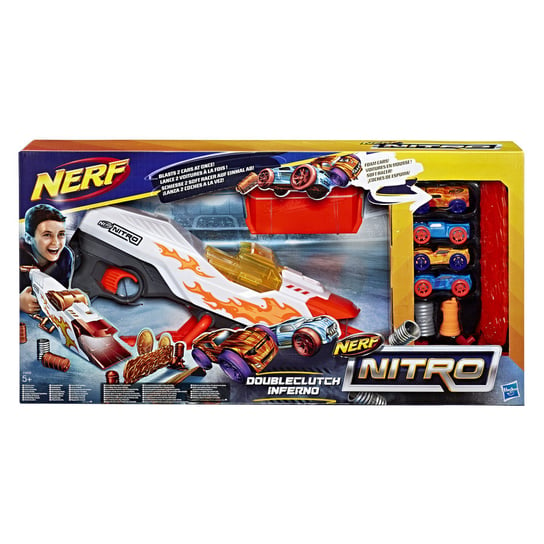 NERF, Nitro, Doubleclutch Inferno, podwójna wyrzutnia samochodzików, E0858 Nerf
