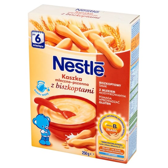 Nestle, Kaszka mleczno-pszenna z biszkoptami, 250 g, 6m+ Nestle