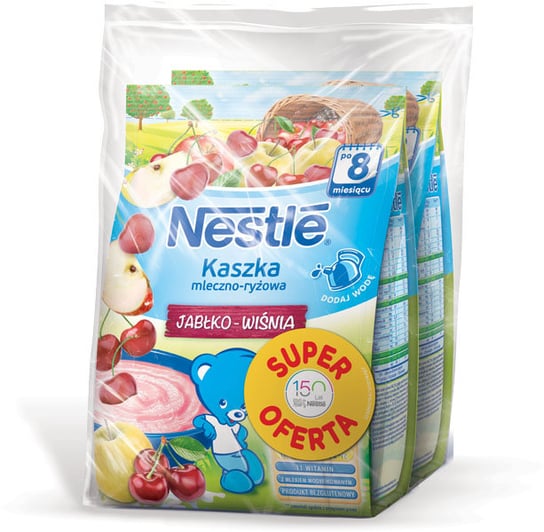 Nestlé, Kaszka mleczno-ryżowa, jabłko-wiśnia, 2x230 g Nestle