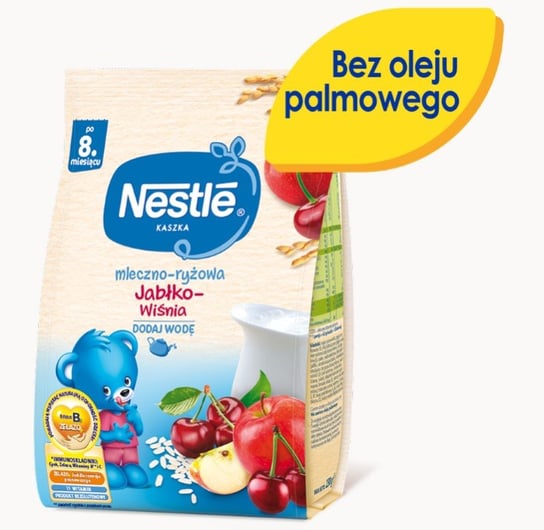 Nestle, Kaszka mleczno-ryżowa jabłko wiśnia dla niemowląt po 8 miesiącu, 230 g Nestle