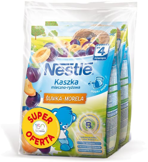 Nestlé, Kaszka mleczno-ryżowa, śliwka-morela, 2x230 g Nestle