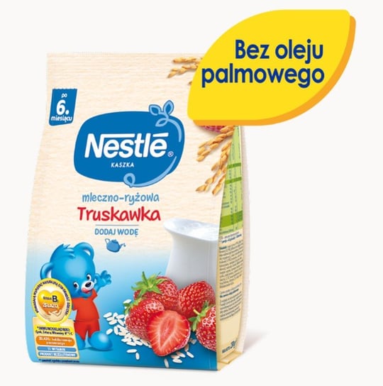 Nestle, Kaszka mleczno-ryżowa truskawka dla niemowląt po 6 miesiącu, 230 g Nestle