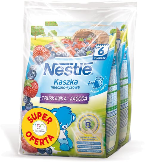 Nestlé, Kaszka mleczno-ryżowa, truskawka-jagoda, 2x230 g Nestle