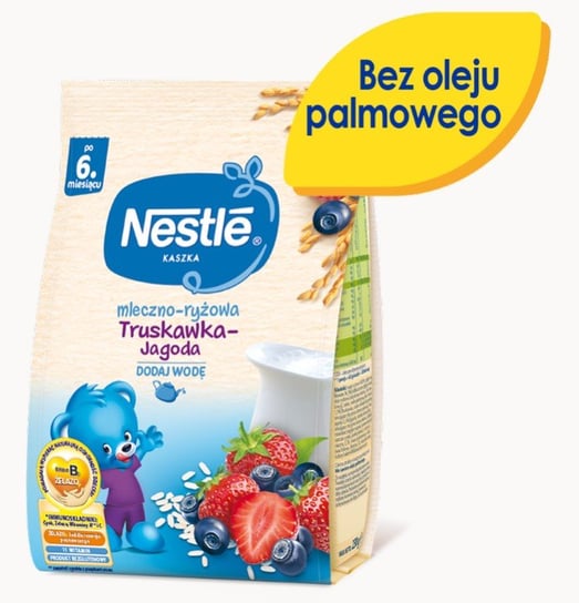 Nestle, Kaszka mleczno-ryżowa truskawka jagoda dla niemowląt po 6 miesiącu, 230 g Nestle