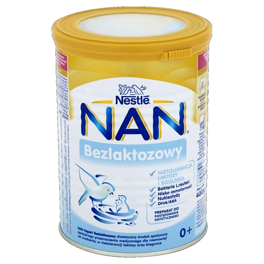 Nestle, Nan Expert AR, Bezlaktozowy preparat do pocżatkowego żywienia niemowląt z nietolerancją laktozy i biegunką, 400 g NAN