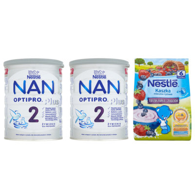 Nestle, Nan Optipro 2, Zestaw, Mleko modyfikowane następne z B.Lactis+kaszka, 2x800 g Nestle