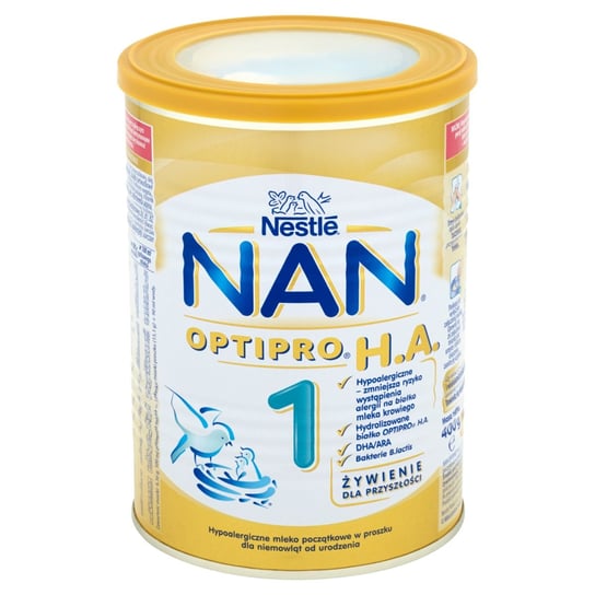 Nestle, Nan Optipro HA 1, Hypoalergiczne mleko początkowe dla niemowląt od urodzenia, 400 g Nestle