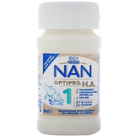 Nestle, Nan Optipro HA 1, Hypoalergiczne mleko początkowe dla niemowląt od urodzenia, 90 ml NAN