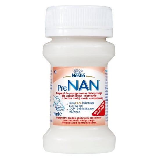Nestle, PreNan, Preparat do postepowania dietetycznego dla wcześniaków i niemowląt o bardzo małej masie urodzeniowej, 70 ml NAN