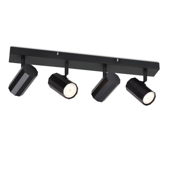 NETTLIFE 4 czarne lampy punktowe sufitowe GU10 350° obrotowe w metalowym stylu vintage MAX. 25W do kuchni, jadalni, salonu, sypialni bez żarówek NETTLIFE