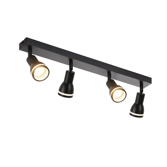 NETTLIFE lampa sufitowa 4-punktowa czarna: metalowa lampa sufitowa GU10 obrotowe punkty wewnętrzne do kuchni biuro salon sypialnia, bez żarówek NETTLIFE
