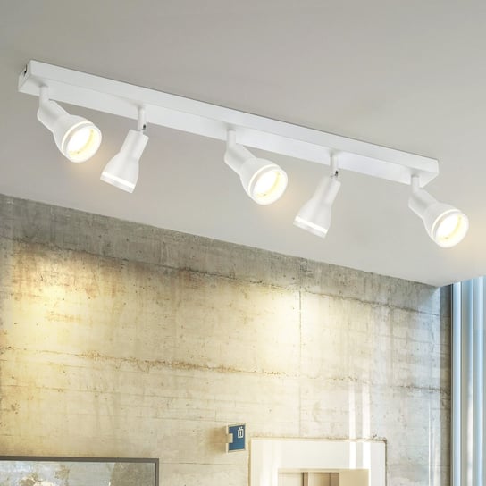 NETTLIFE lampa sufitowa 5-punktowa biała: metalowa lampa sufitowa GU10 obrotowe punkty wewnętrzne do kuchni biuro salon sypialnia, bez żarówek NETTLIFE