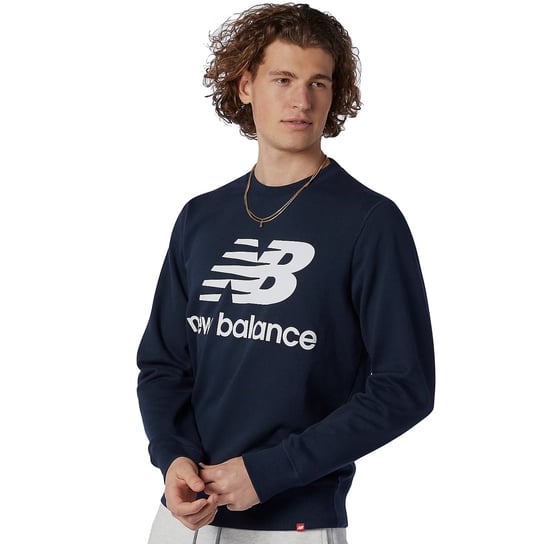 New Balance Essentials Stacked Logo Crew MT03560ECL, Mężczyzna, Bluza sportowa, Granatowy New Balance