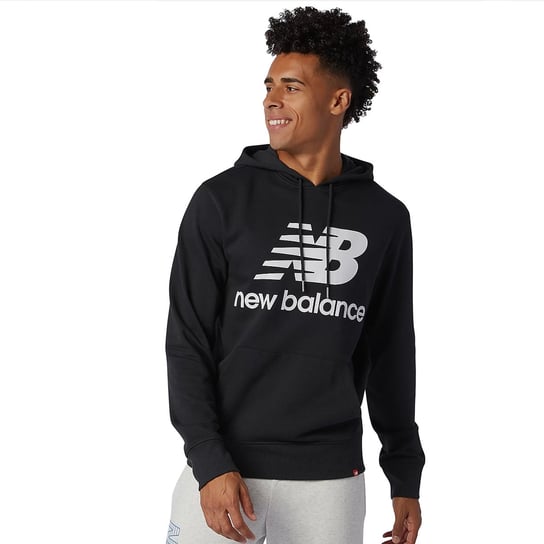 New Balance Essentials Stacked Logo Hoodie MT03558BK, Mężczyzna, Bluza sportowa, Czarny New Balance