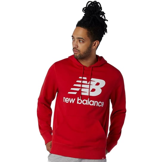 New Balance Essentials Stacked Logo Hoodie MT03558REP, Mężczyzna, Bluza sportowa, Czerwony New Balance