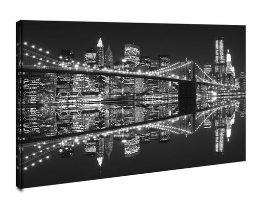 New York Brooklyn Bridge night BW - obraz na płótnie 40x30 cm Galeria Plakatu