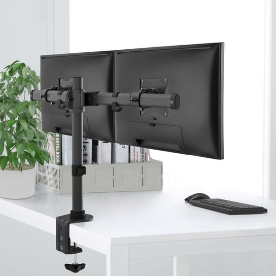 NewStar Ruchomy uchwyt biurkowy na 2 monitory 10-27", regulowany, 8 cm NEWSTAR
