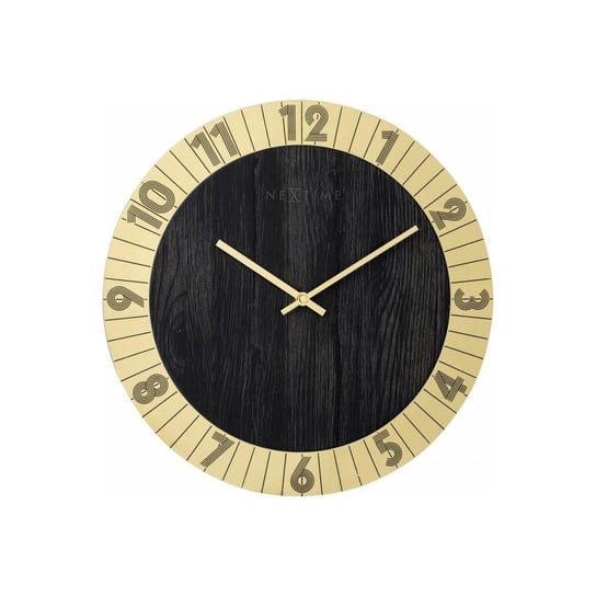 NEXTIME Zegar ścienny Flare, złoty, czarny, 35x3,5 cm Nextime