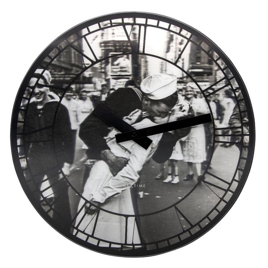 NEXTIME Zegar ścienny Kiss me in New York, biały, czarny, 39x3,5 cm Nextime