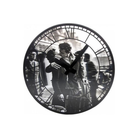 NEXTIME Zegar ścienny Kiss me in Paris, biały, czarny, 39x3,5 cm Nextime