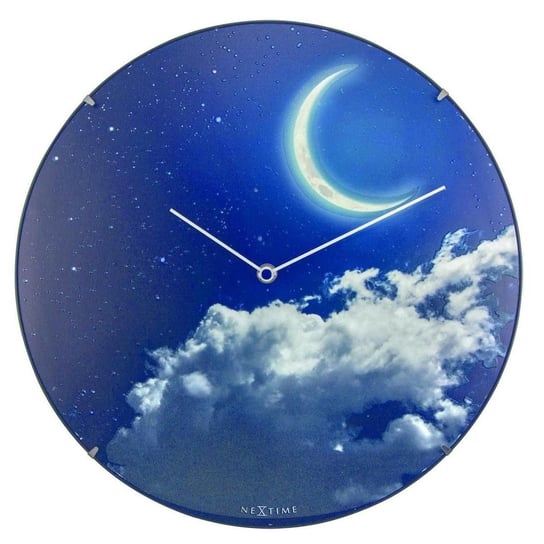 NEXTIME Zegar ścienny New Moon Dome, niebieski, 35x5 cm Nextime
